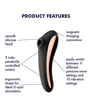Satisfyer Dual Kiss 2in1 Air Pulse Vibrator black NETTO