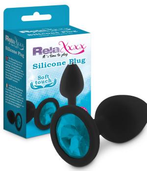 RelaXxxx Silicone Diamont Plug black/blue Size M