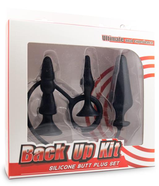 Back Up Silicone Butt Plug Set black
